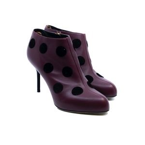 Sergio Rossi Maroon Polka Dot Booties